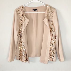 Gap Blush Pink Gold Sequin Chiffon Jacket L